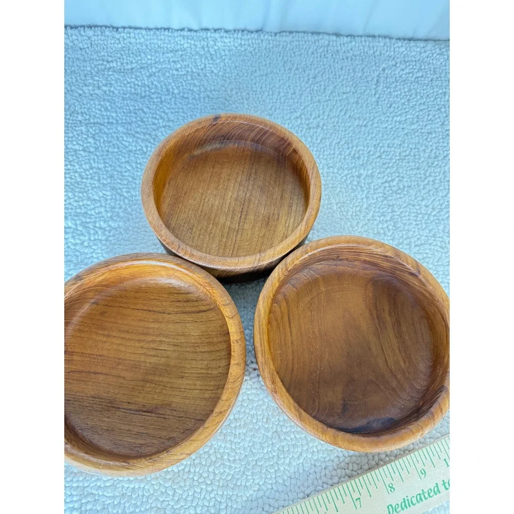 Vintage‎ Wooden Mortar Pestle Set 3 Bowls Kitchen Spice Grinder Herbs